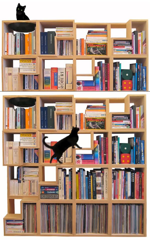 100% Cat-Friendly Modular Bookshelf by Corentin Dombrecht
