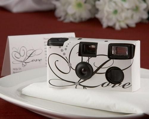 'Love' Disposable Wedding Camera with Table Card (White).  Guests will l