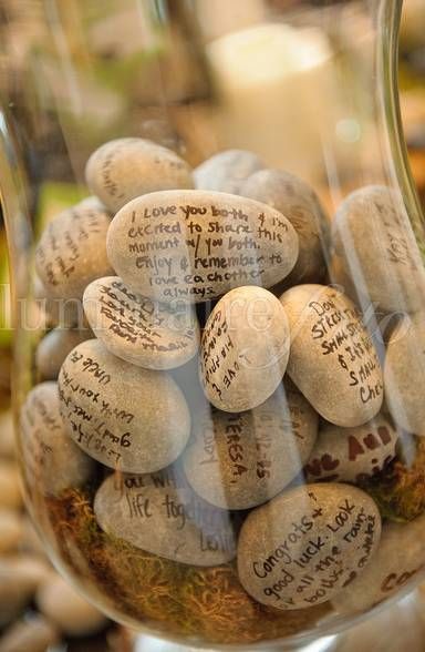 Another pinner worte, "Guestbook Stones- I think it's a great idea. You