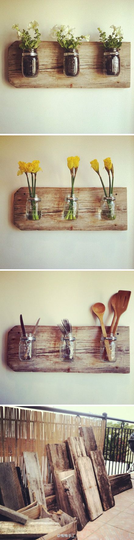 Awesome way to recycle wood and mason jars!