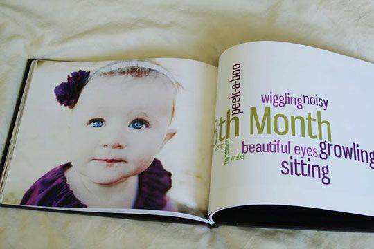 Baby's first year book…love this idea! A photo on one side & what they