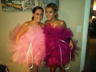 Bath puff (loofah) costume….Easy DIY-My daughter made this herself from pink n