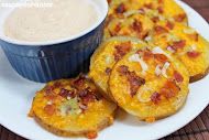 Bite-Sized Potato Skins with Chipotle Ranch Dipping Sauce (Use your imagination