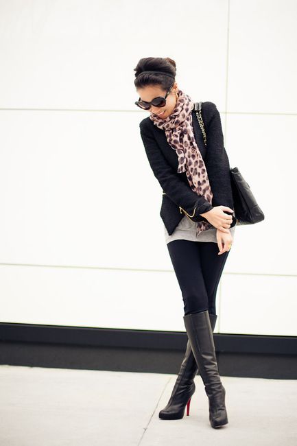 Black tweed and rose leopard from Wendy's Lookbook by Wendy Nguyen.