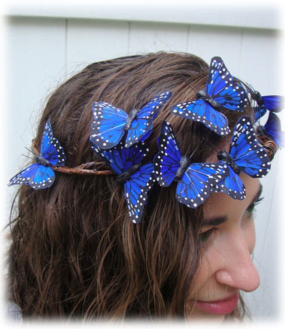 Blue Butterfly Woodland Crown