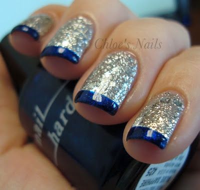 Blue and silver nails