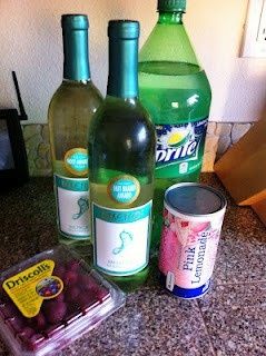 Bridesmaid Punch – 2 bottles Moscato, 1 pink lemonade concentrate, 3 C of Sprite