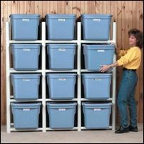 Build a PVC frame for plastic storage bins! No need for unstacking your bins whe