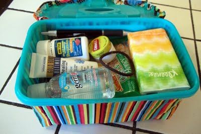 Car Emergency Kit that fits in a wipes box