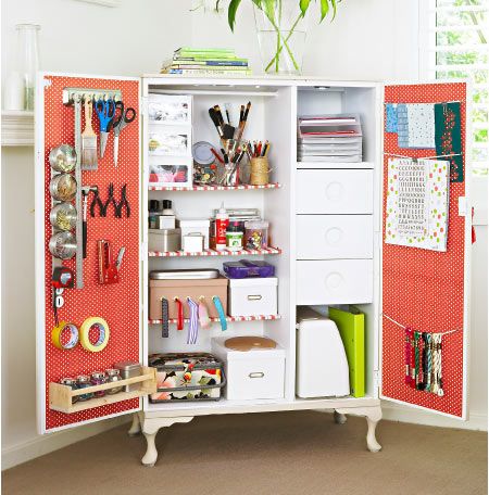 Carve out some crafting space with an old cupboard … upcycle, reuse, and recyc