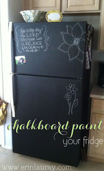 Chalkboard fridge? Yes please!! I am so doing this on our fridge in the garage!