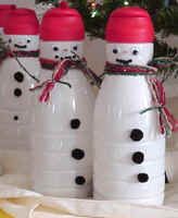 Coffee creamer bottles made into snowmen!