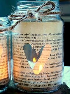 Cut out newspaper//twine//candle