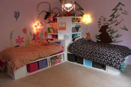 Cute Idea for girls sharing a room: twin storage beds!