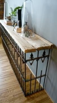 DIY Inspiration…old wrought iron fence and planks