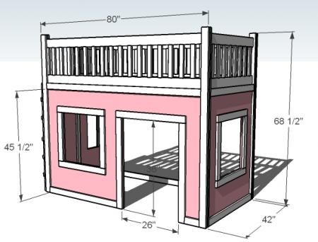DIY plans for playhouse loft bed