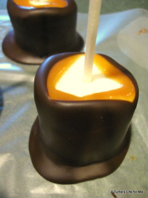 Dip large marshmallows in caramel and then in chocolate…  oh my!!