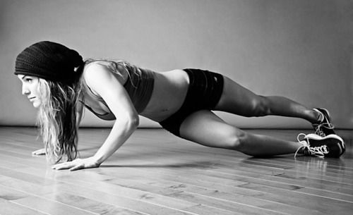 Doing push ups in this position is killer for the obliques! Aim for 30 reps on e