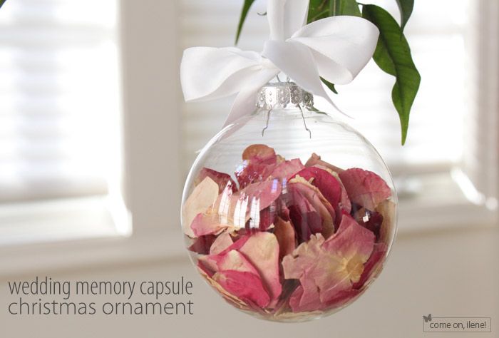 Dried wedding flowers in an ornament