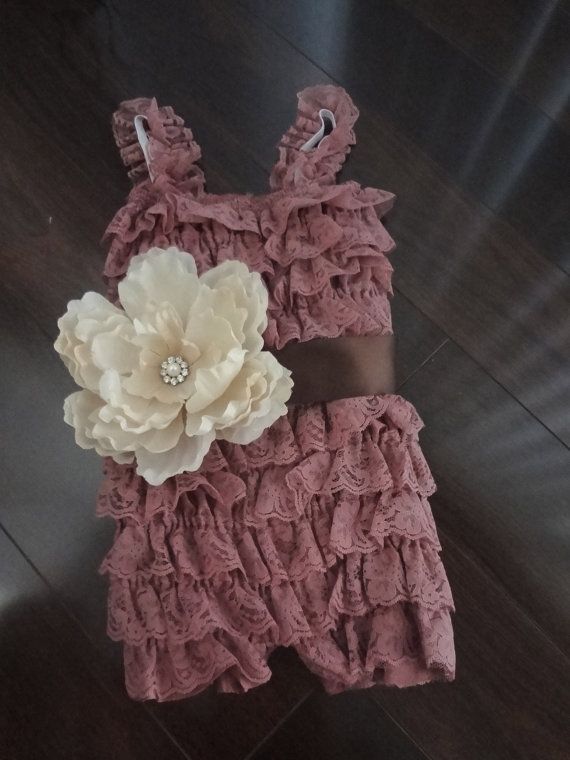 Dusty Rose Lace Romper and SashBaby by AvryCoutureCreations, $24.95