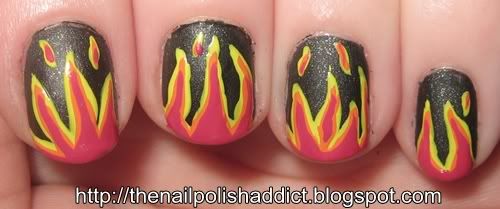 Flame nail art