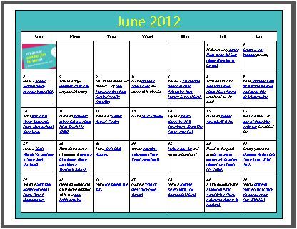 Free Downloadable Summer Fun Activity Calendars (June 2012)