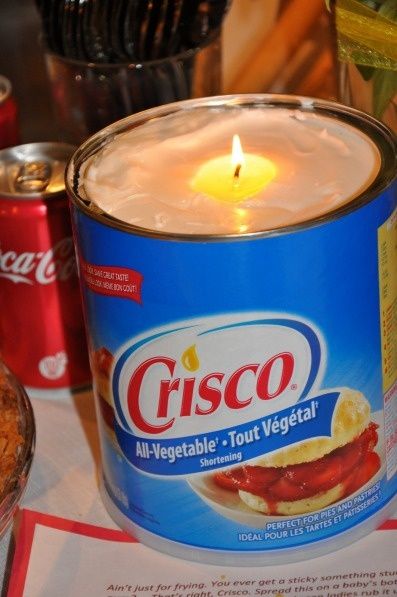 Genius! I'm buying some Crisco!   Crisco Candle for emergency situations. Si