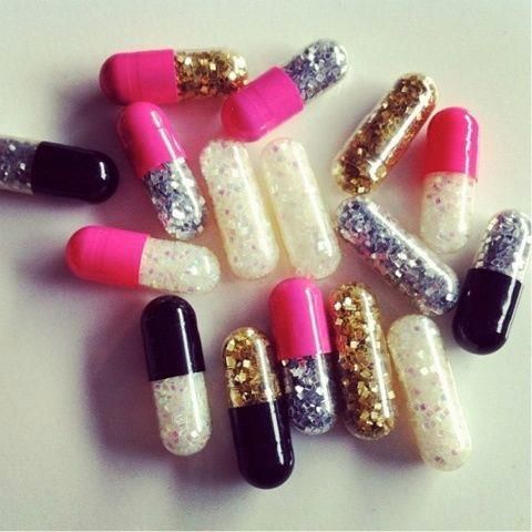 Glitter emergency pills. Bad day? Open a pill, throw glitter around.