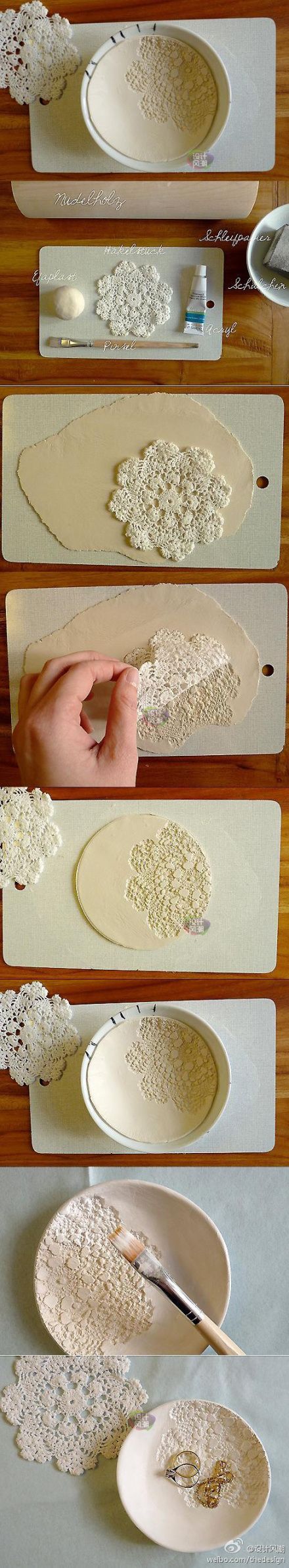 Gorgeous DIY lace bowl.