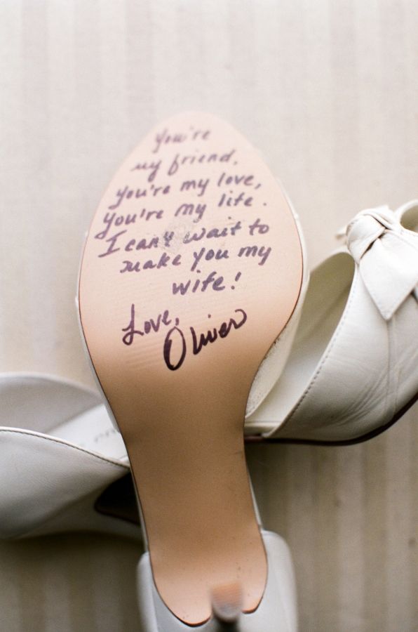 Great Gatsby Wedding Inspiration, note from the groom to the bride on her shoe :