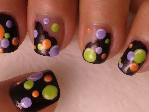 Halloween Colors Bubble Nail Art