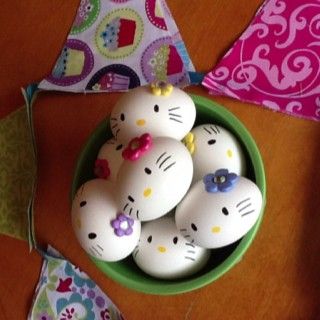 Hello Kitty hard boiled eggs. I have to do this for Easter!