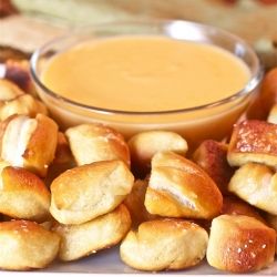 Homemade pretzel dough bites and cheese sauce recipe :)