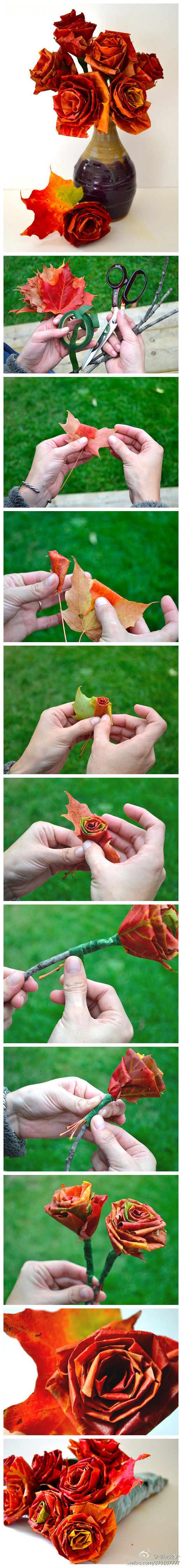 How to make Roses from Fall Leaves!