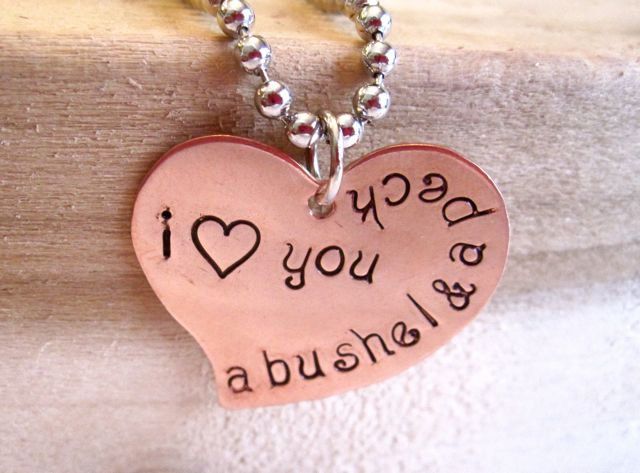 I lOVE YOU a bushel and a peck hand stamped by SweetheartCircle, $25.00