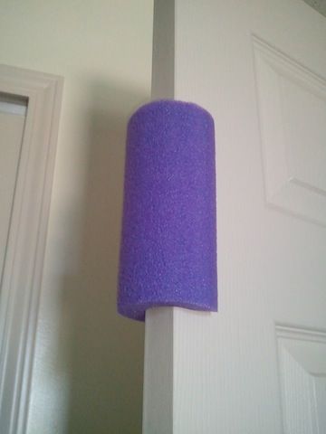 Inexpensive Toddler Proof Door Stopper – use a pool noodle! No more shutting doo
