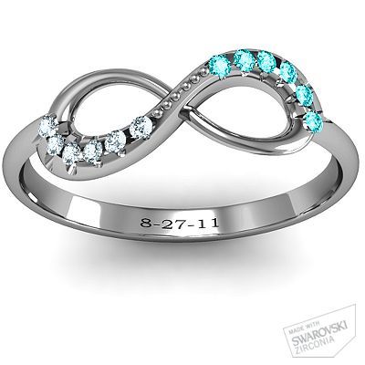 Infinity Ring with birthstones, and anniversary date. This is adorable!!