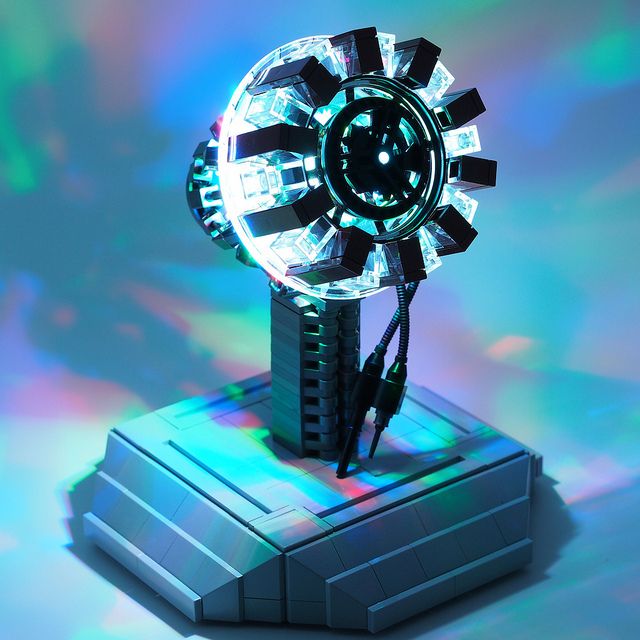 Iron Man's arc reactor made from legos