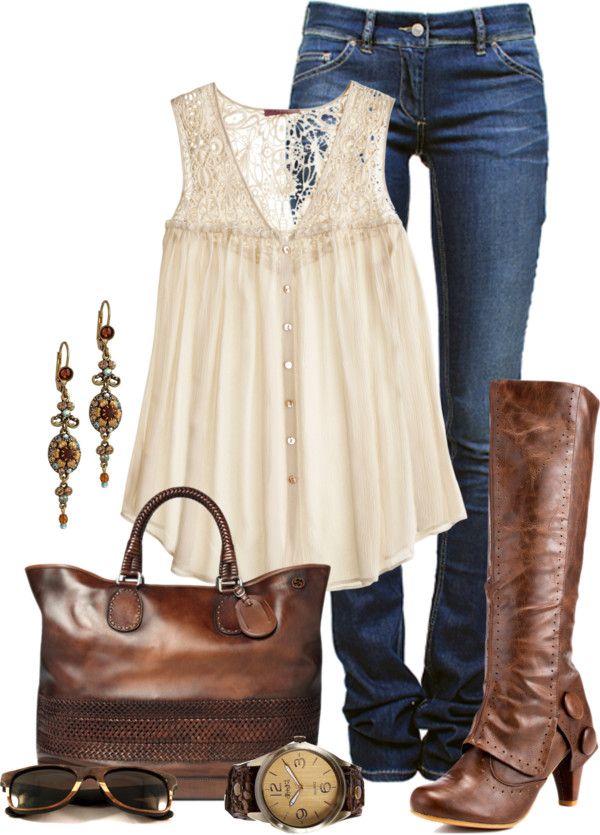 LOVE brown and cream with blue jeans. SO cute!!