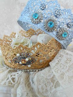 Lace crowns, made in the microwave to hasten drying time.