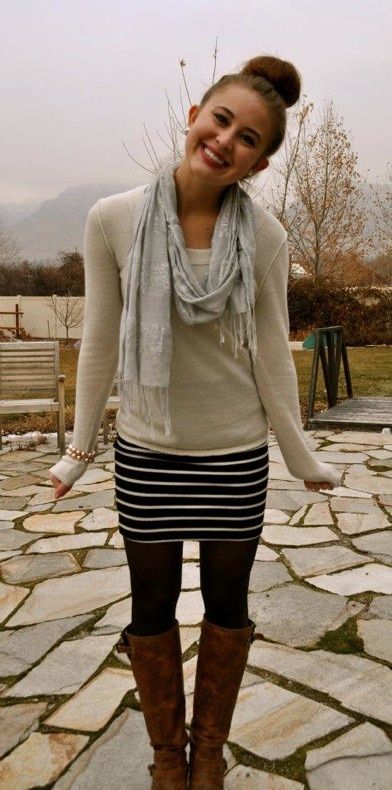 Layer a sweater over a summer dress, add tights and boots.