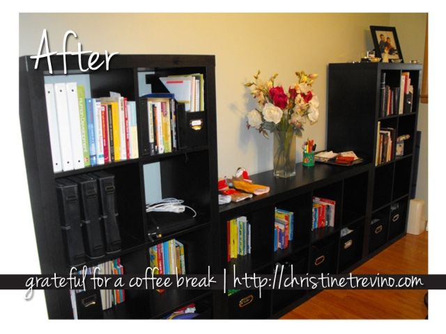 Living Room organization with Expedit Bookshelves from IKEA