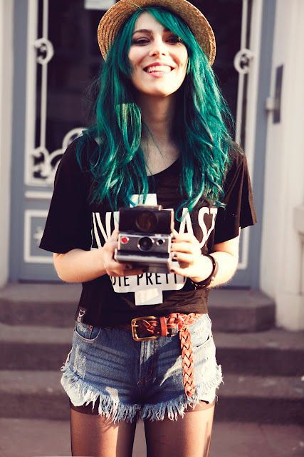 Long green hair