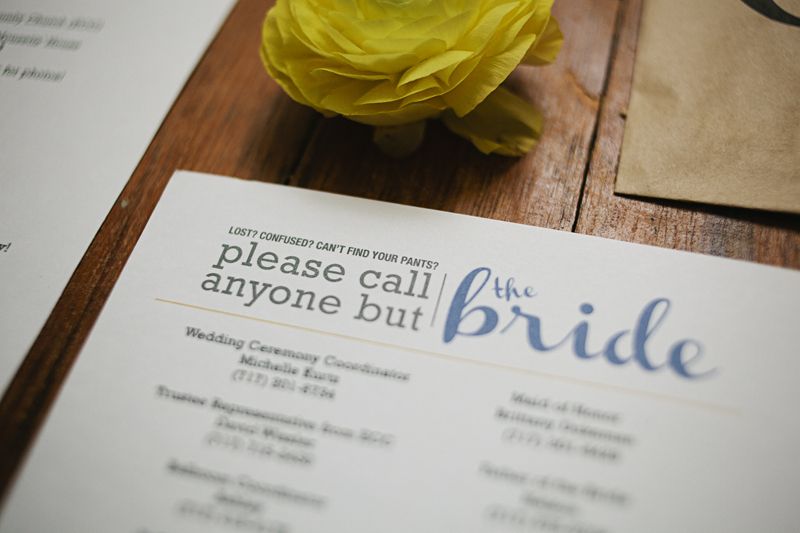Lost? Confused? Can't find your pants? Please call anyone but the bride… c