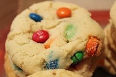 Melt in your mouth M & M Sugar Cookies. (The secret is cream cheese in the d