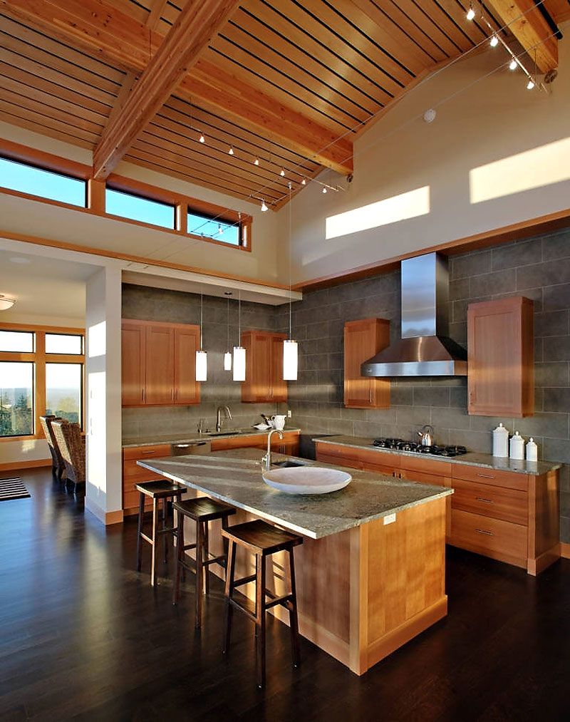 Modern with wood ceiling