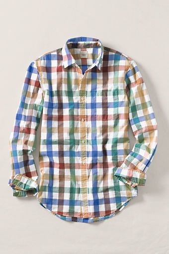 Multi-Check Poplin Shirt. Would definitely layer this with some McQueen birds.