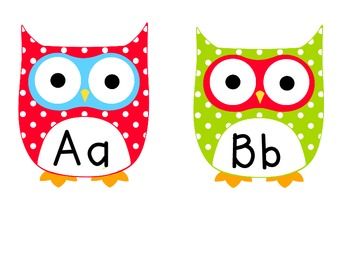 Multi Colored Polka Dot Owl Word Wall Letters
