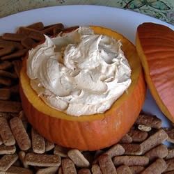 OMG….Pumpkin fluff dip = 16oz Cool Whip, small instant vanilla pudding package