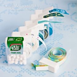 Organize your trims and ribbons with TicTac containers. (in Swedish and English)